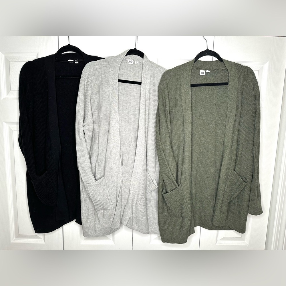 * Set of 3 * GAP Women's Cardigan Sweater - Black, Gray, and Green - XXL*
